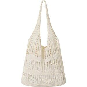 Women's Cream 2 Shoulder Shopping Handbag Casual Travel Totes Fold Able Bags
